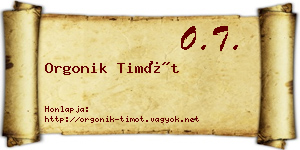 Orgonik Timót névjegykártya